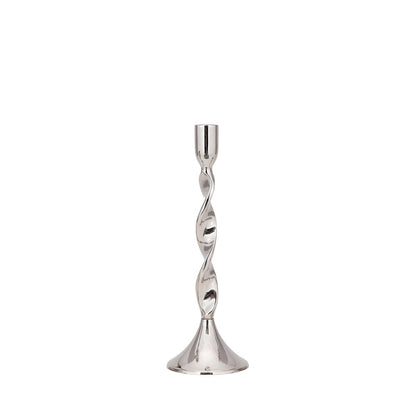 Chic silver twisted candlestick 10x10x30cm