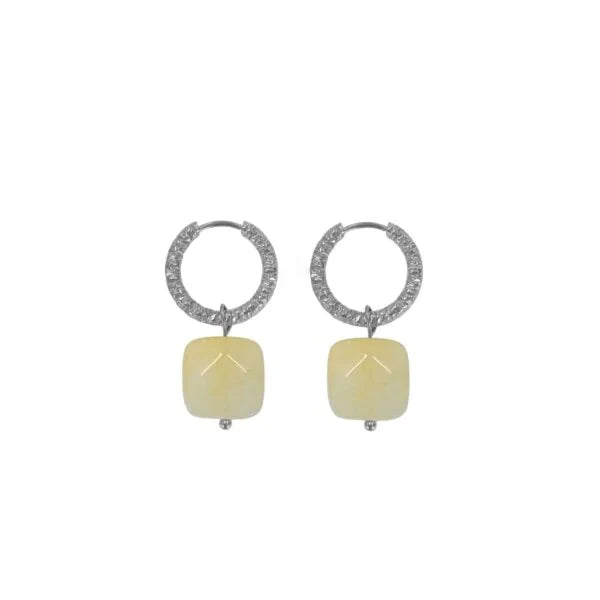 Jade Gemstone Earrings - Silver