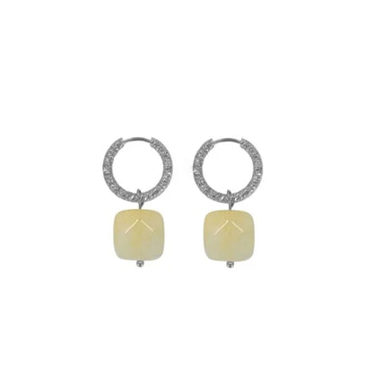 Jade Gemstone Earrings - Silver