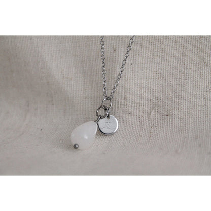 Necklace Jade & Love Charm - Silver