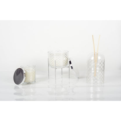 Patchouli perfume candle with silver candle holder