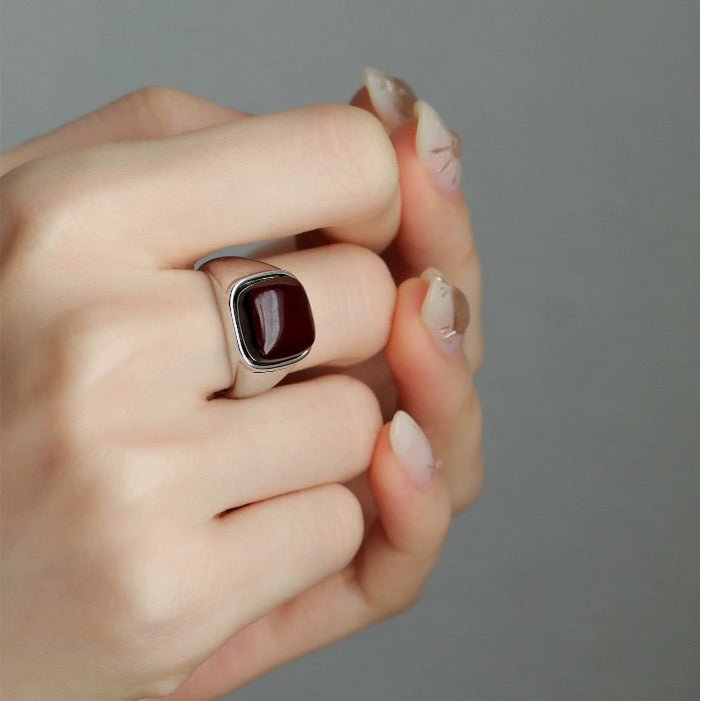 Bold Band with Square Smoky Quartz-Adjustable