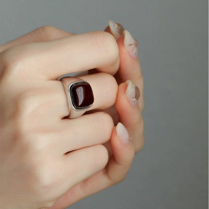 Bold Band with Square Smoky Quartz-Adjustable