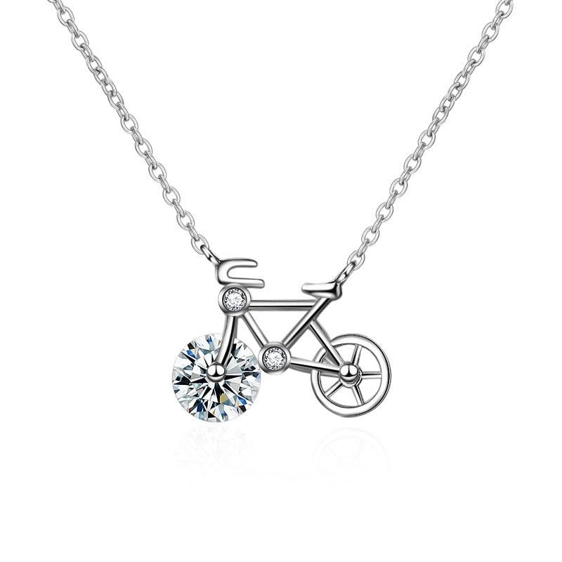 Cute Moissanite Bicycle Necklace