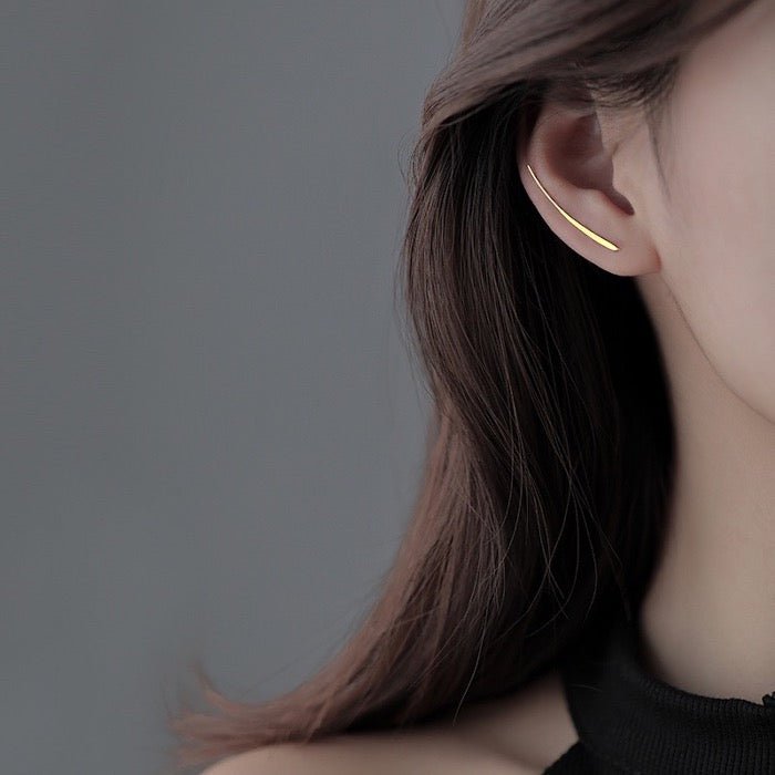 Minimalist Line Ear climber earrings - One pair