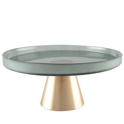 GREEN TRAY ON GOLD STAND 21CM