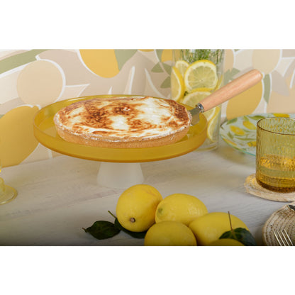 28cm white foot yellow tray - lemon