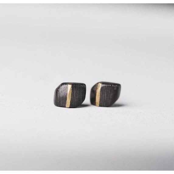 Black Sandalwood Bronze Line Earrings