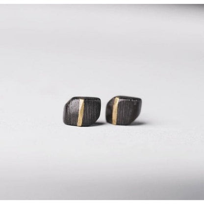 Black Sandalwood Bronze Line Earrings