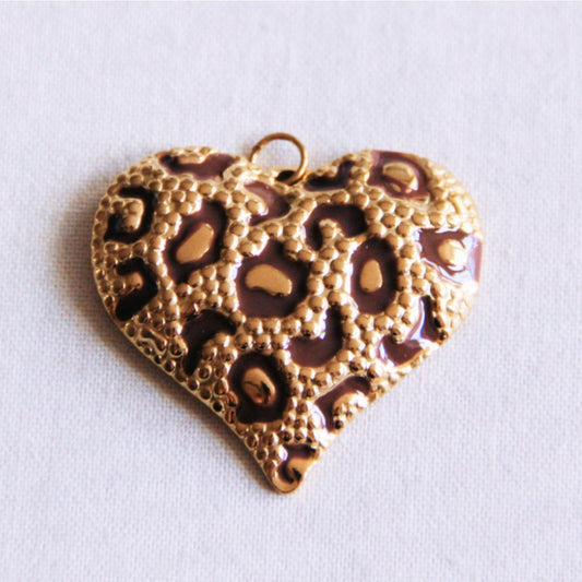Leopard heart XL charm (pendant for XL beaded necklace)
