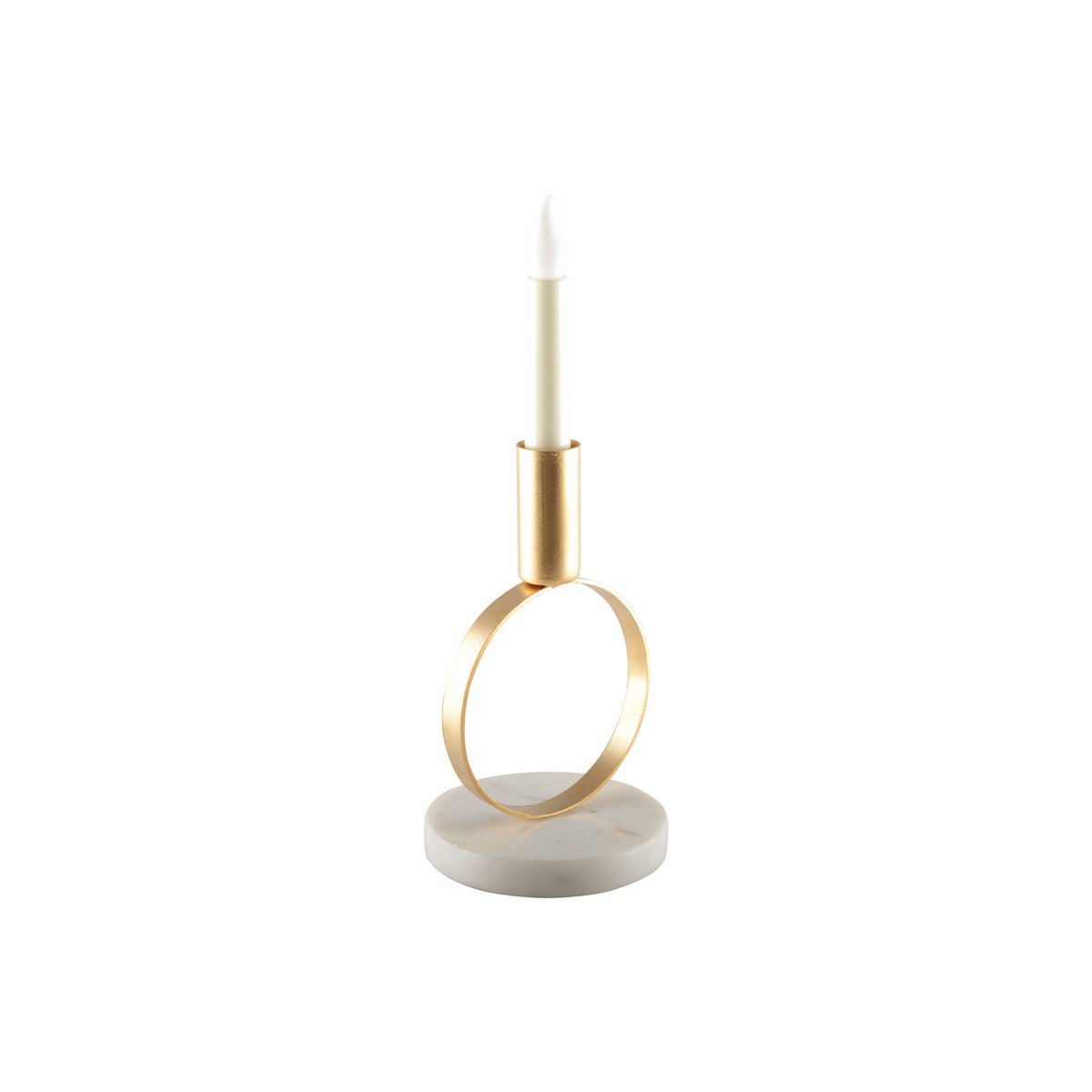 ROUND MATT GOLD CANDLE HOLDER WITH MARBLE HOLDER H. 17 CM