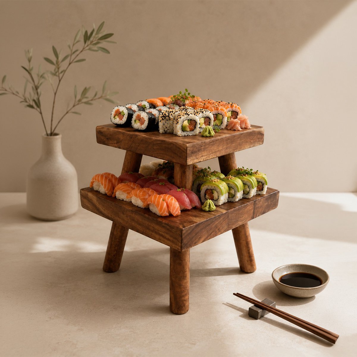 Decorative wooden support 23x23x14.5cm