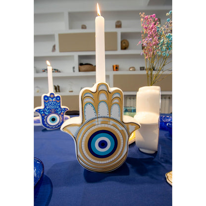 White and gold hand vase 17.5x6.2x20cm