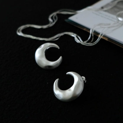 Unique Minimalist Silver Moon Earrings