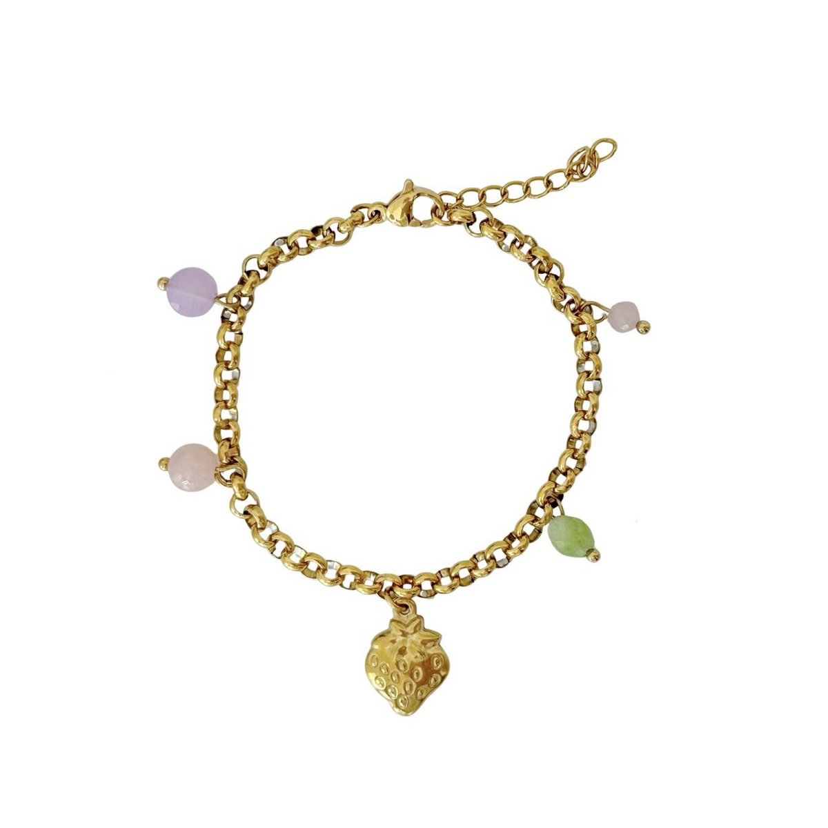 Strawberry & Gemstones Charm Bracelet - Gold
