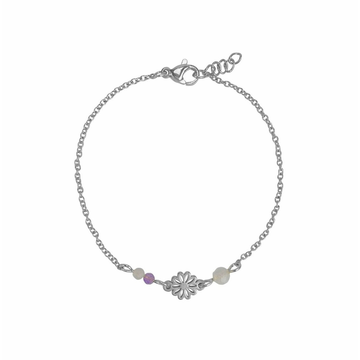 Bracelet Gemstones & Flowers - Silver