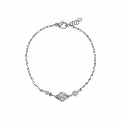 Bracelet Gemstones & Flowers - Silver