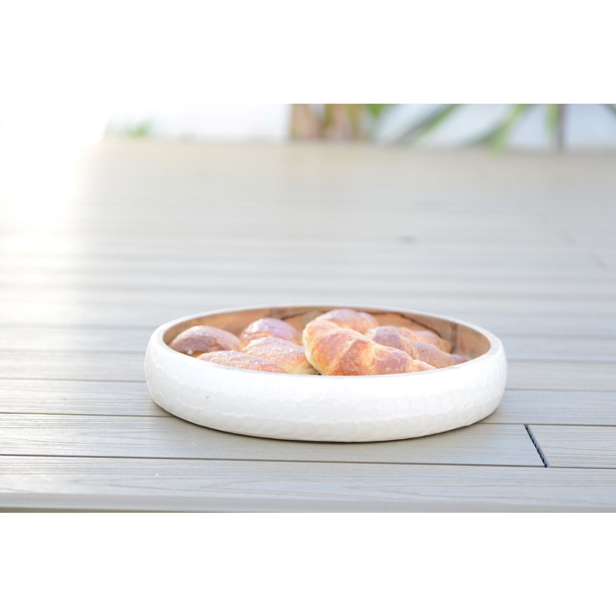 White Wood Round Mangoier 40x40x7cm