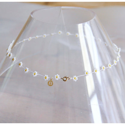 Daisy flower necklace - white/yellow - FI101