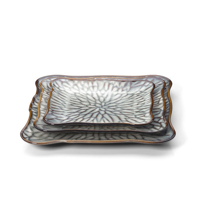 The Lotus Ice Square Plate - Grey Brown - XL