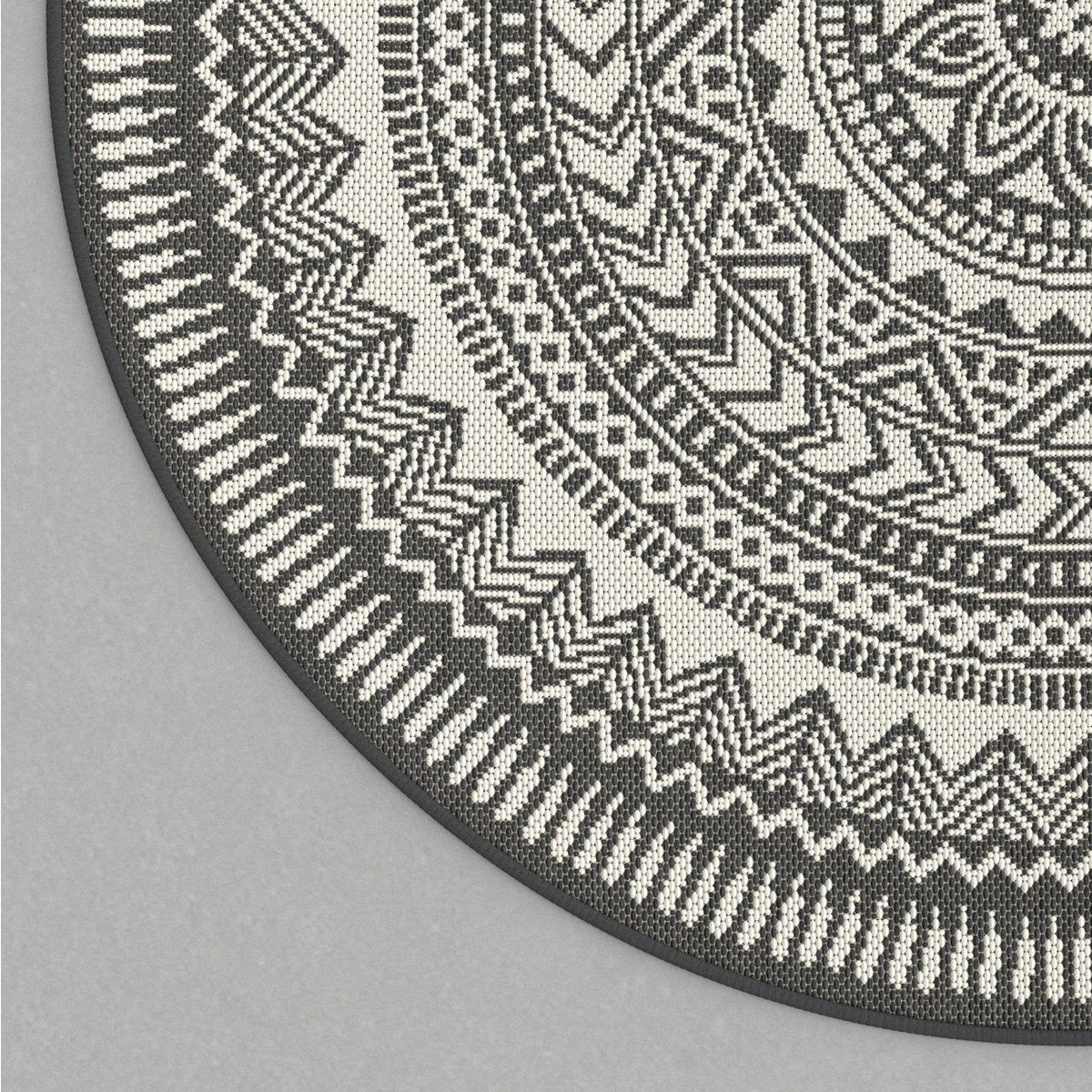 Round indoor outdoor design rug MANDALA