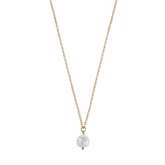 Cracked Rock Crystal Necklace - Gold