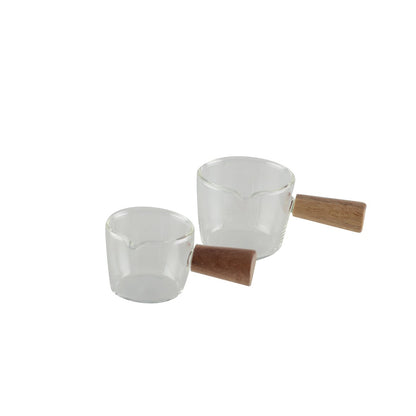 Mini glass pan with wooden handle 11.5x6.5x5cm