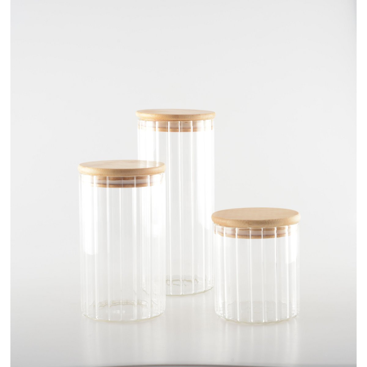 9x9x15cm glass and wood storage jar