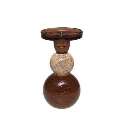 Moka and amber glass bubbles 8.5x8.5x16cm