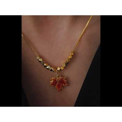 Autumn Maple Stone Pendant Necklace