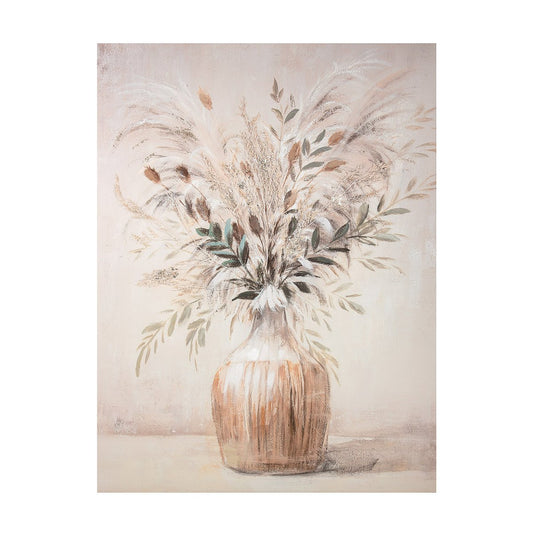 Wood/linen picture "Bouquet of flowers"