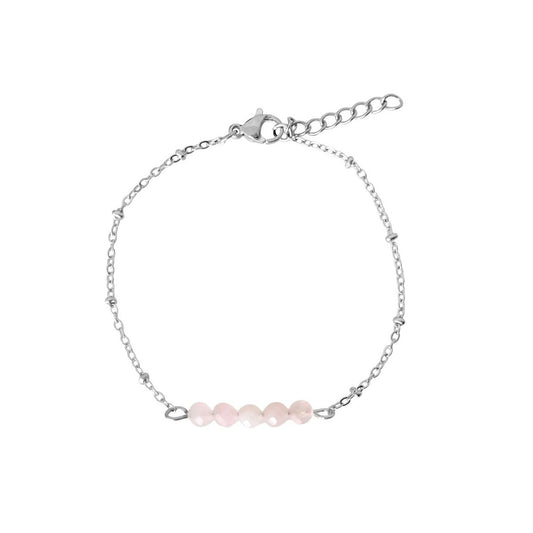 Bracelet rose quartz facet - silver