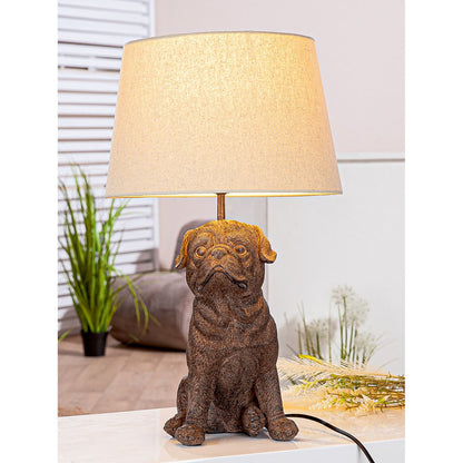 Table lamp dog pug, height 52 cm