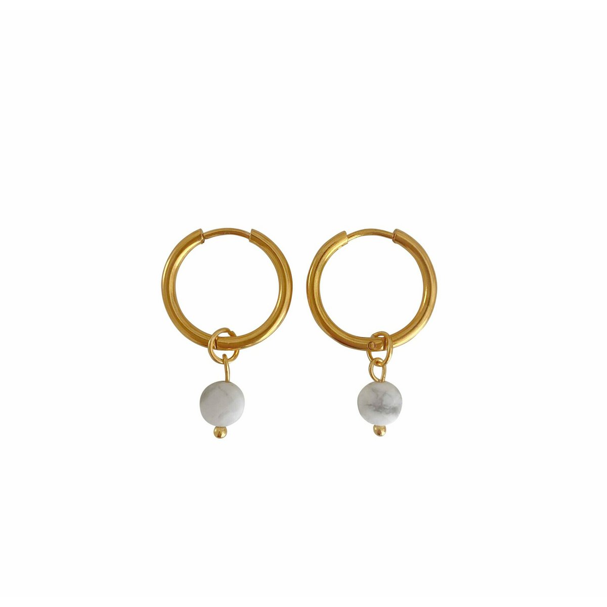 Earrings Howlite Faceted - Gold