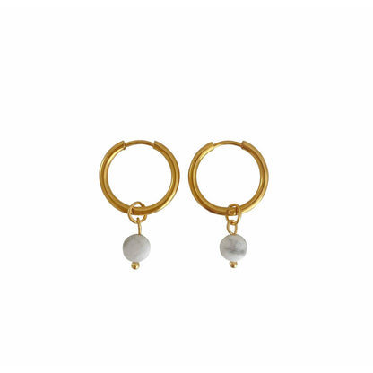 Earrings Howlite Faceted - Gold