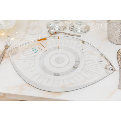 CLEAR GLASS EYE PLATE COASTER 43X33CM
