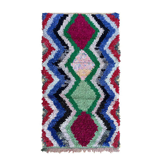 Moroccan Berber rug in recycled textiles 89 x 172 cm