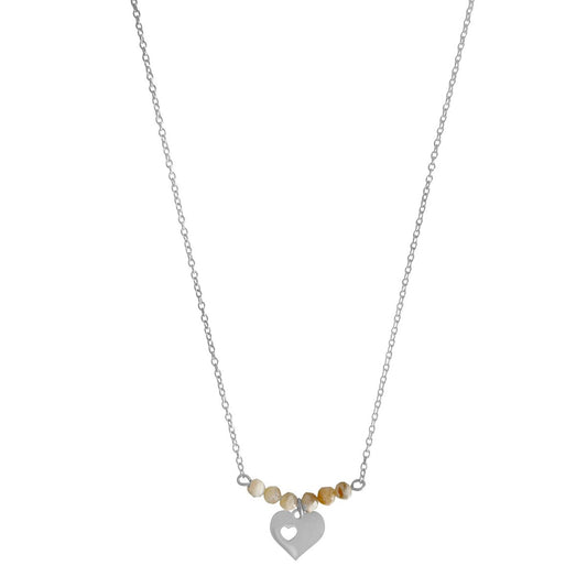Necklace Heart & Zebra Feldspar - Silver