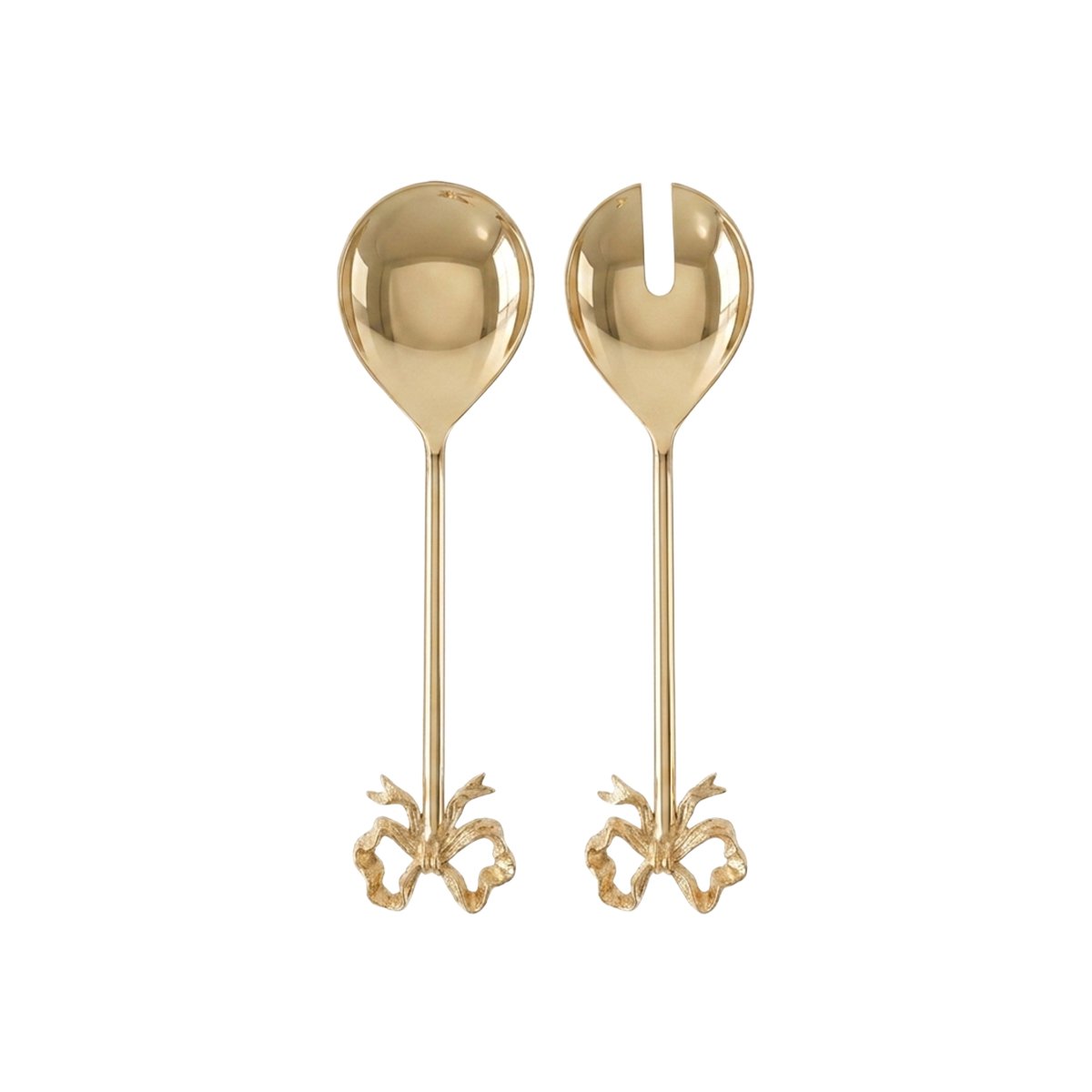 Salad servers with golden knots