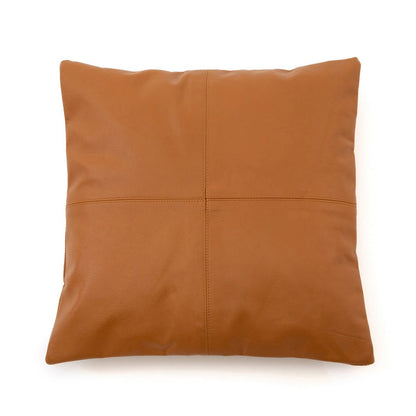 The Four Panel Leather Cushion Cover - Camel - 40x40
