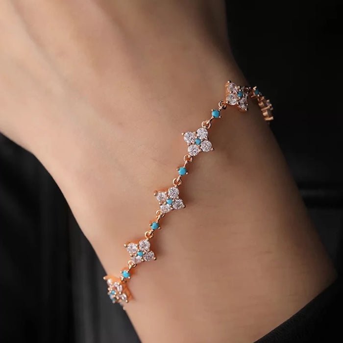 Turquoise Clover Sparkle Bracelet