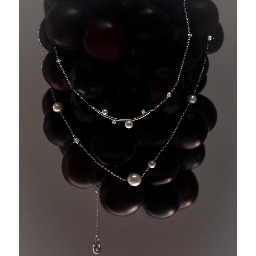 Sterling Silver Starry Pearl and Crystal Necklace