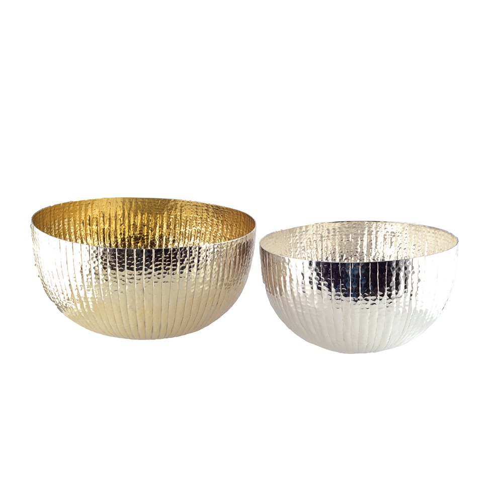 ROUND GOLD AND SILVER SALAD BOWL - SET OF 2 -33 AND 35CM