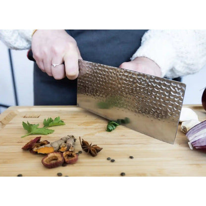 Knife - Cleaver with bamboo Saya and bamboo box - 190 mm blade