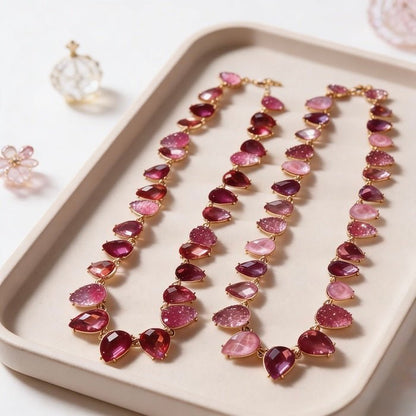 Chunky Vintage Pink Crystal Statement Necklace