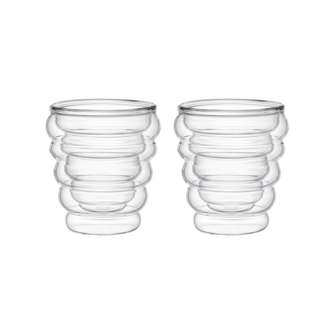 DOUBLE WALL WAVE COFFEE CUPS 250ML - SET OF 2