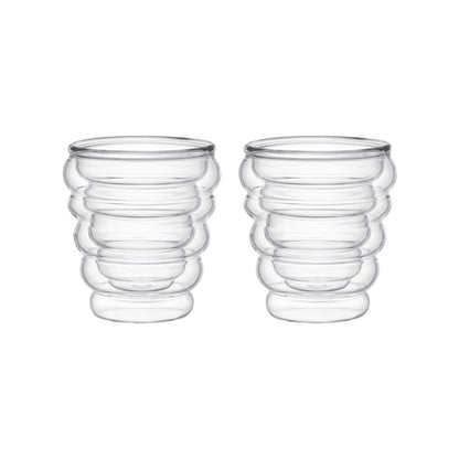 DOUBLE WALL WAVE COFFEE CUPS 250ML - SET OF 2