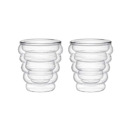 DOUBLE WALL WAVE COFFEE CUPS 250ML - SET OF 2