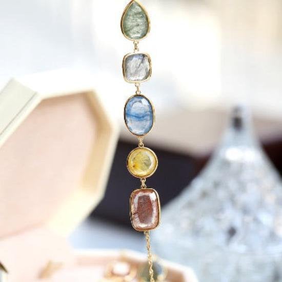 Rainbow Quartz Crystals Beads 5-Stone Bracelets