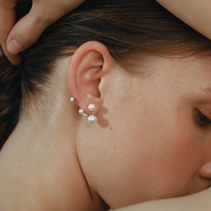 Sterling Silver Starry Pearl and Crystal Stud Earrings